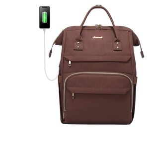 Elegant Brown Backpack with USB Charging Port